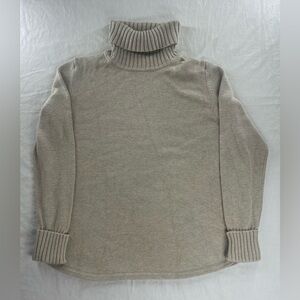 LL Bean Knit Turtleneck Sweater Women’s Size L Fisherman Chunky Classic